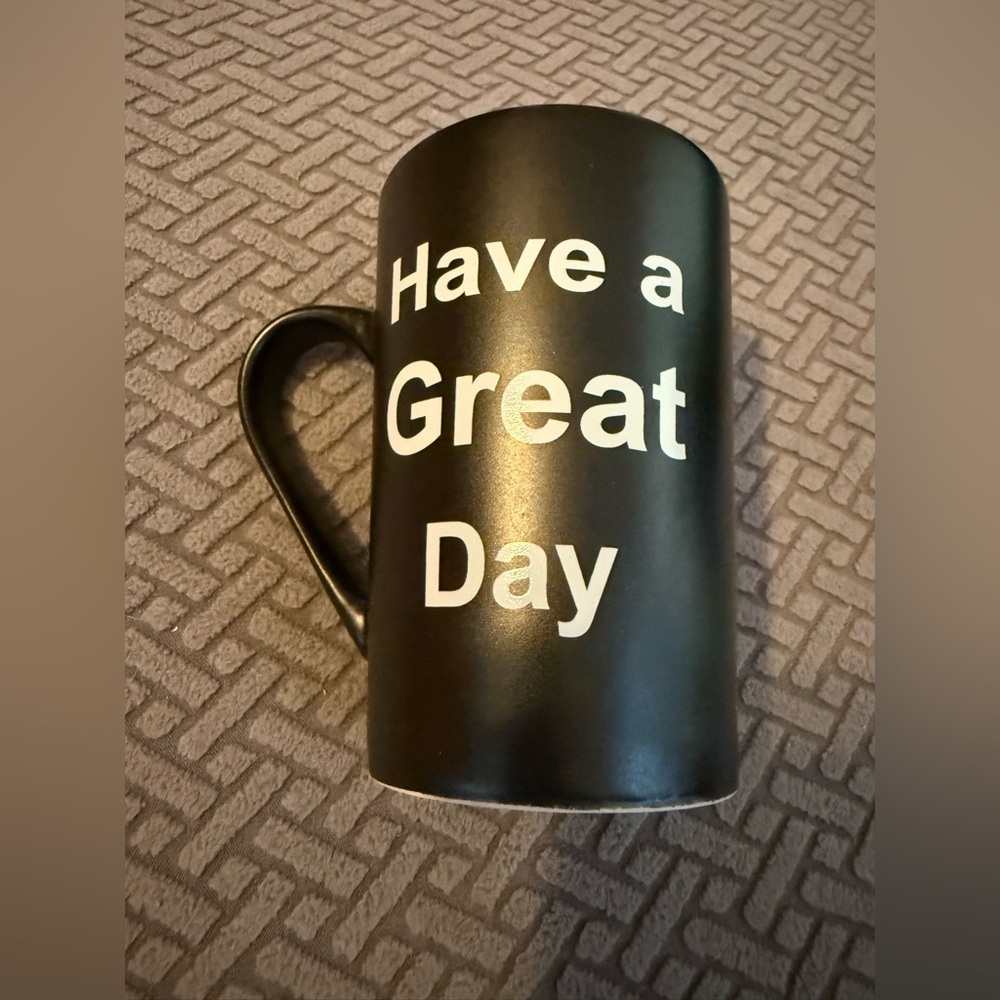 Black Ceramic Mug with Motivational Text and graphic on bottom